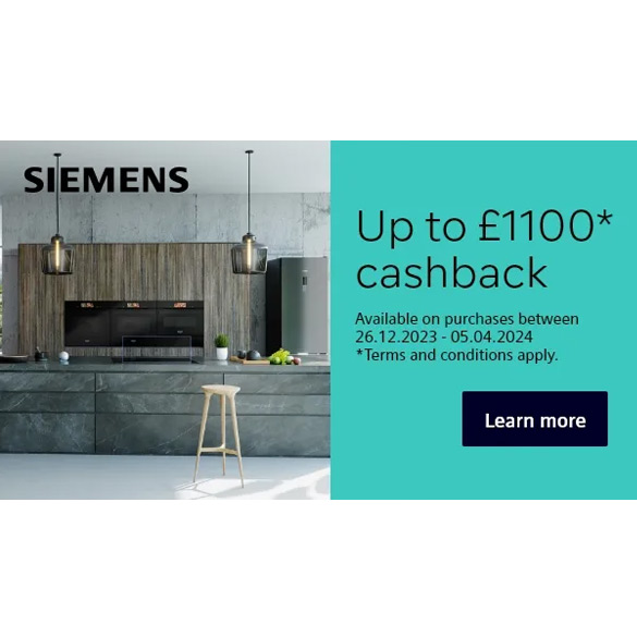Up to £1100 cashback on Siemens appliances