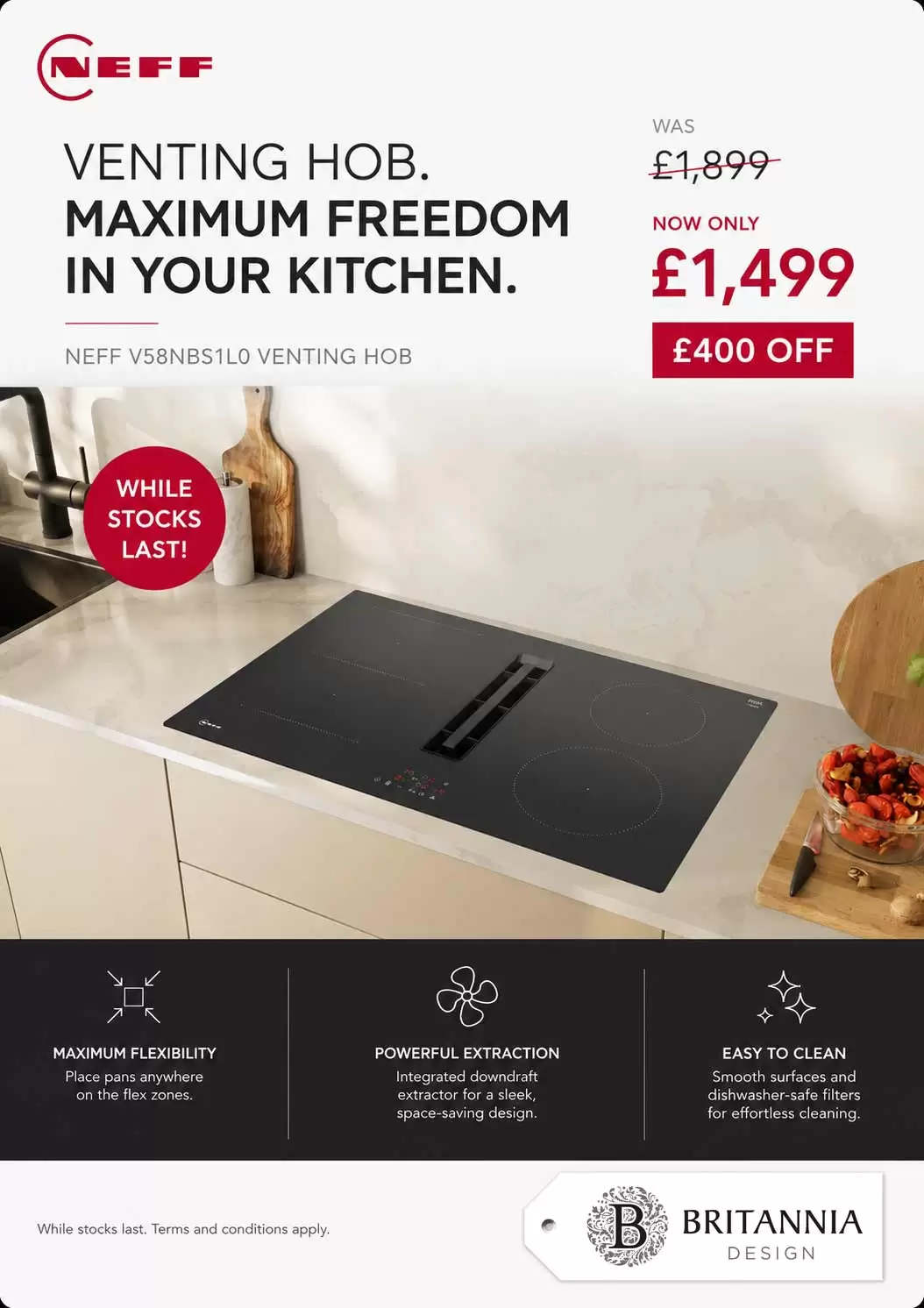 Neff Venting Hob V58NBS1L0. £400 off.